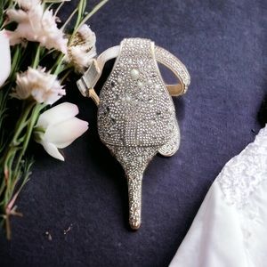 BNIB Blue by Betsey Johnson.Rhinestone & pearl stiletto sandal Sz 8.5